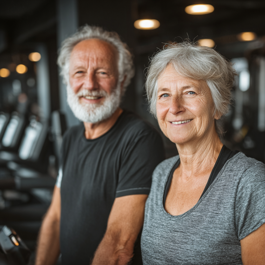 Активні літні люди займаються фітнесом