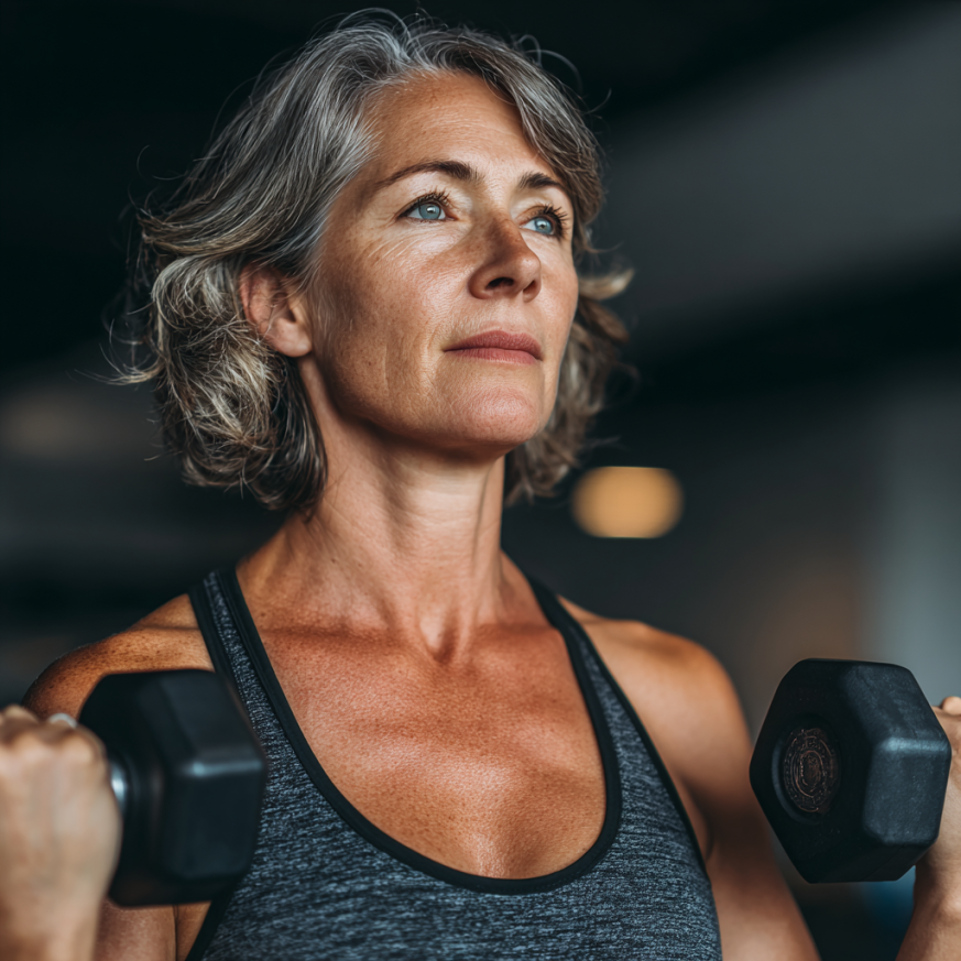 Група літніх людей займається спортом